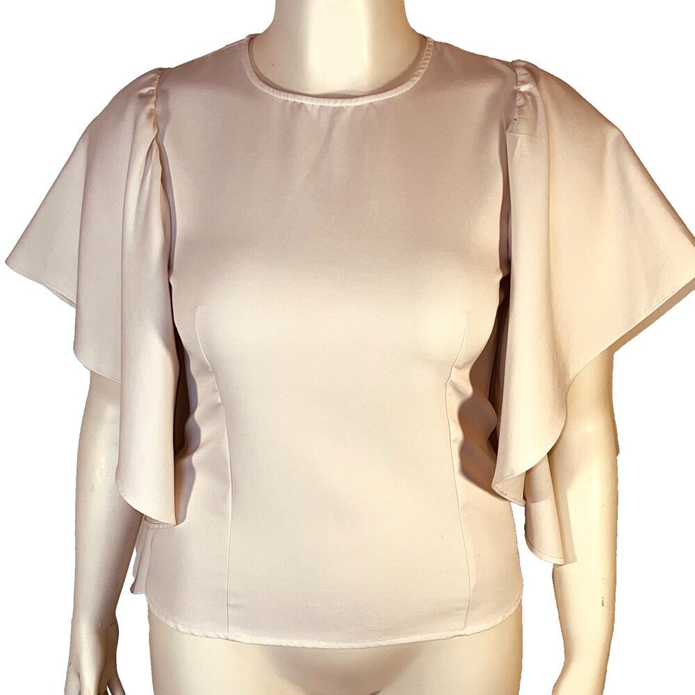 HAYDEN Blouse Womens M Ivory White Butterfly Sleeve Princess Seam Formal